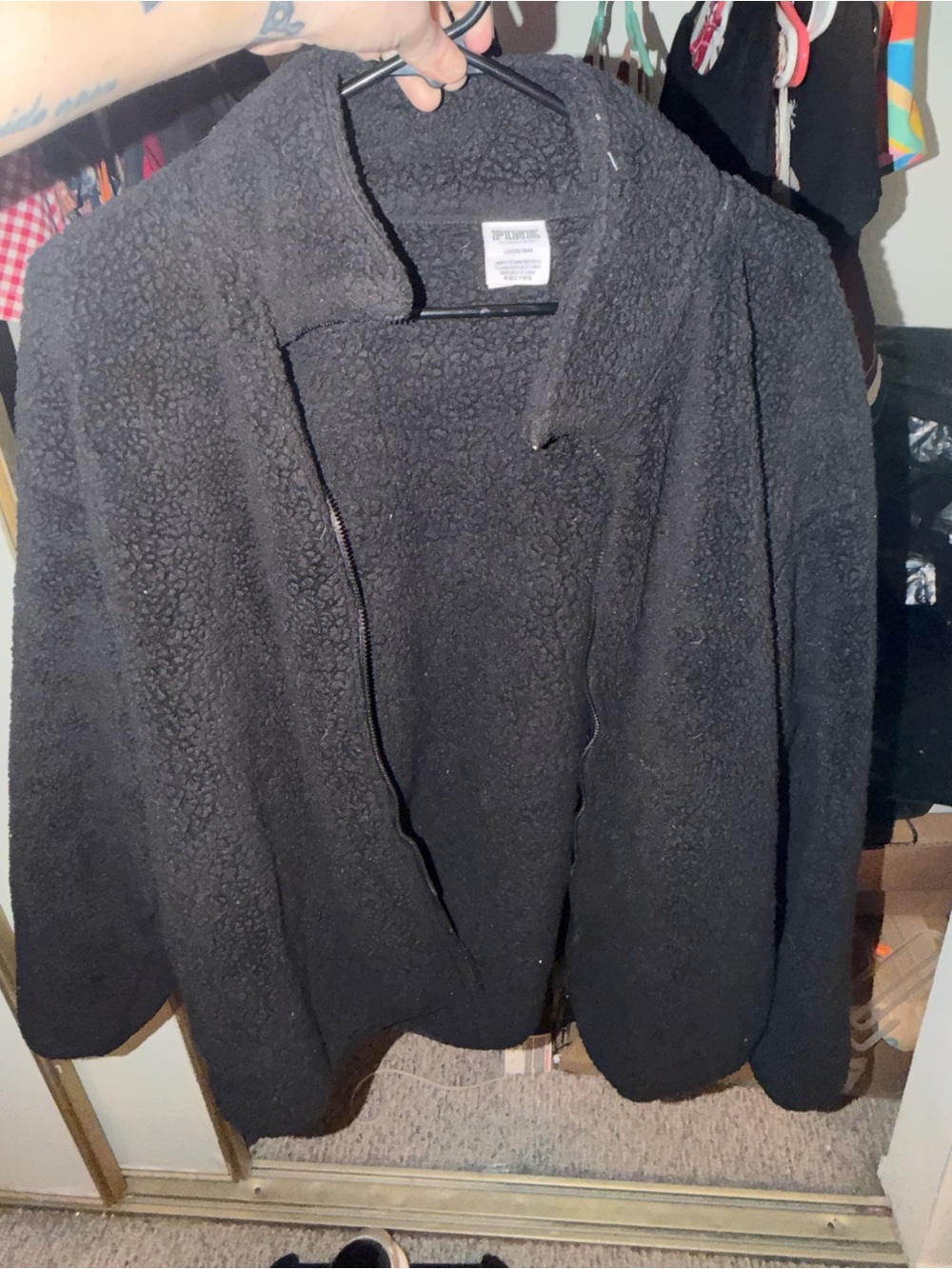 PINK Victoria's Secret Black Sherpa Zip Jacket